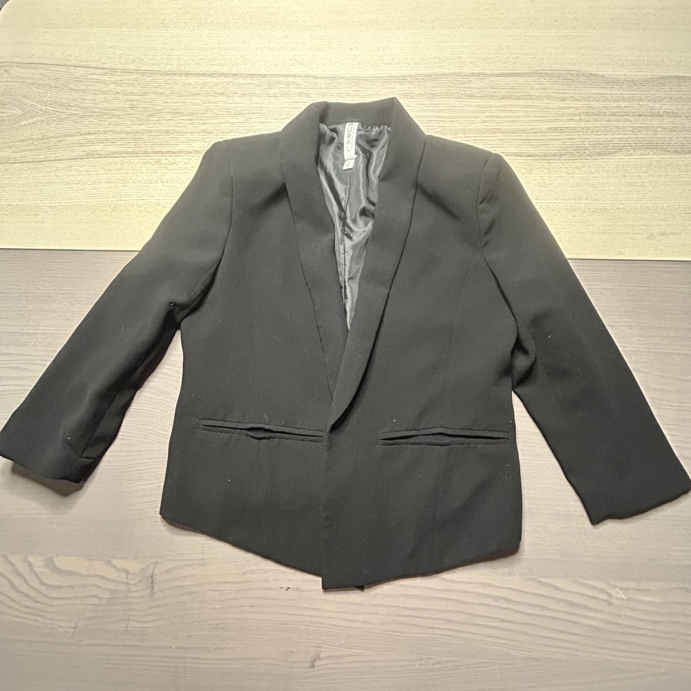 Mural Blazer Women Small Open Front Collar Pockets Long Sleeves